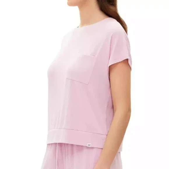 2 for 1 GAP GapBody Women's Ribbed Short-Sleeve Pajama Top NWT Sz M - Picture 2 of 5